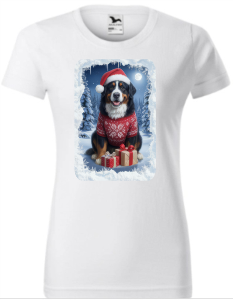 Vánoční tričko dámské  se Bernským salašnickým psem4